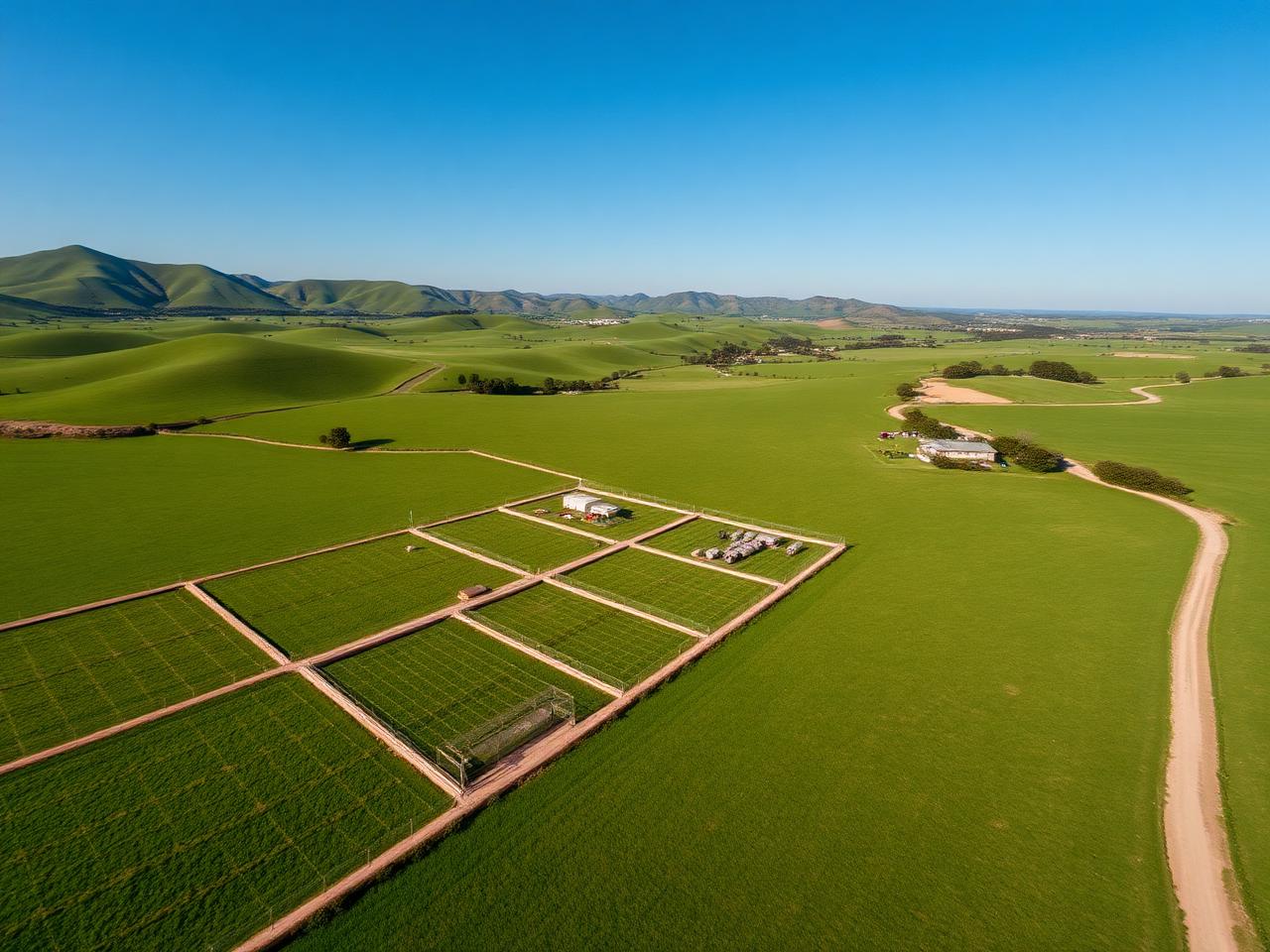 Aerial view of the farm landscape